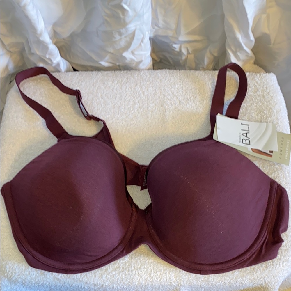 NWT Bali bra, 42DD, maroon, comfort underwire